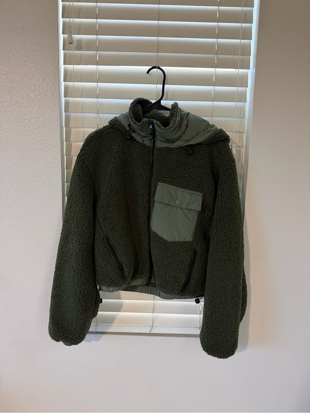 Fashion Nova Olive Green Sherpa Puffer Jacket